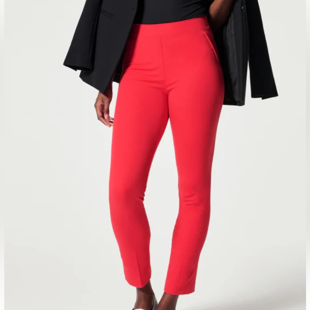 NWT SPANX On-the-Go‎ Ankle Slim Straight Pant True Red